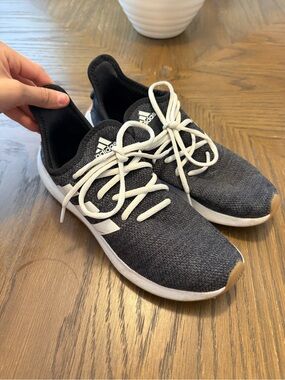 adidas Black Knit Lace-Up Sneakers with White Accents